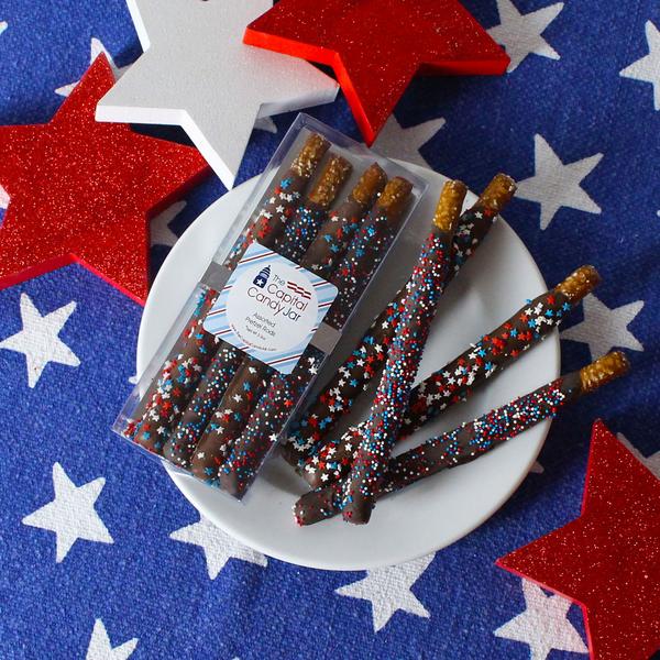 Chocolate covered pretzels patriotic
